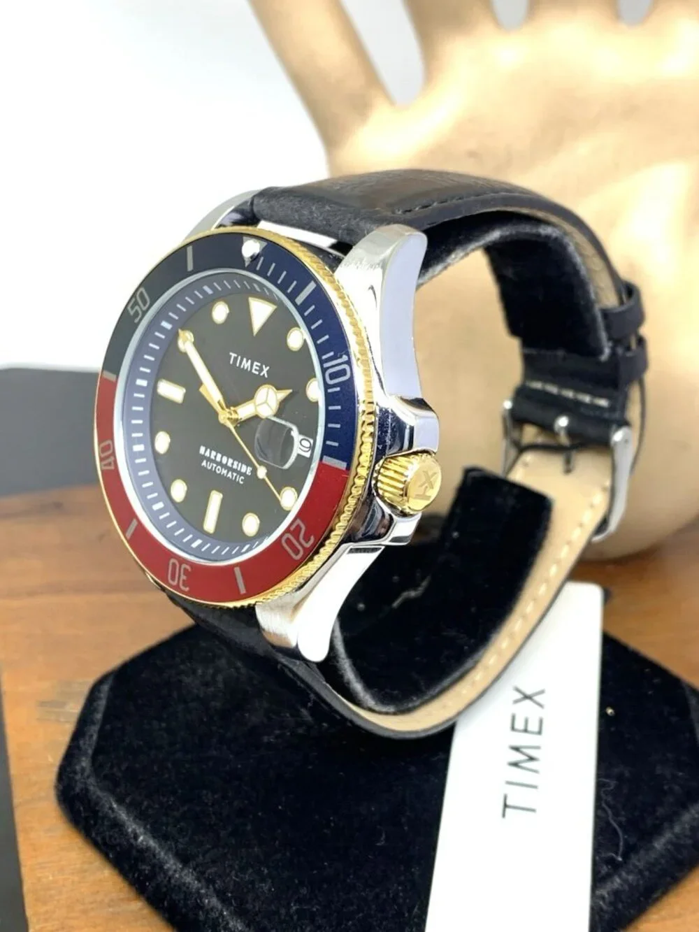 Timex Men's Watch TW2V72200 Harborside Automatic Blue Dial Leather Strap 44mm
